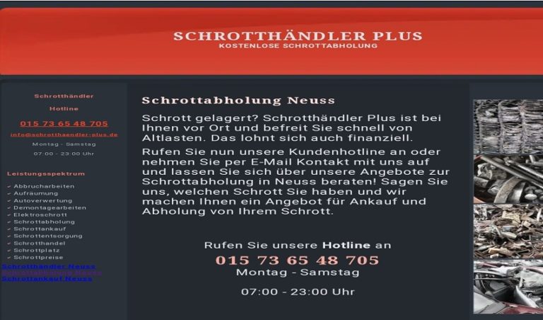 Wir Holen Ihre Schrott kostenlos ab in Neuss und Umgebung Sneller Service