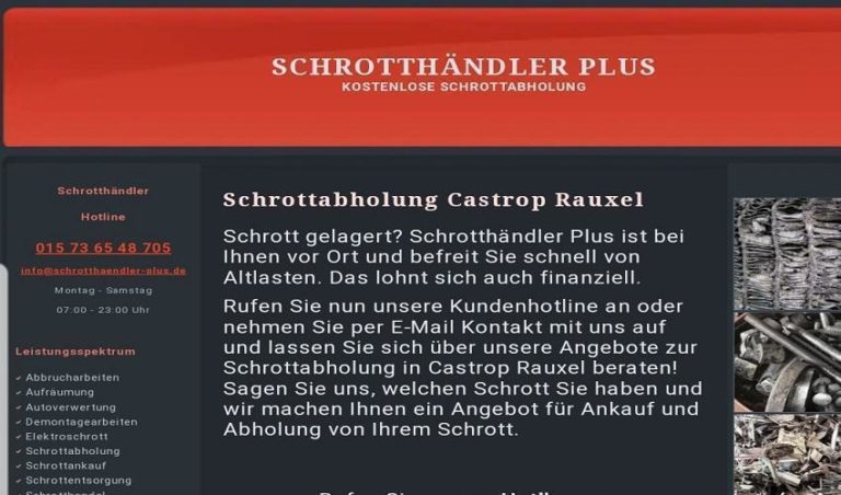 Schrottabholung Castrop Rauxel: Schrott und Altmetall loswerden in Castrop Rauxel und Umgebung