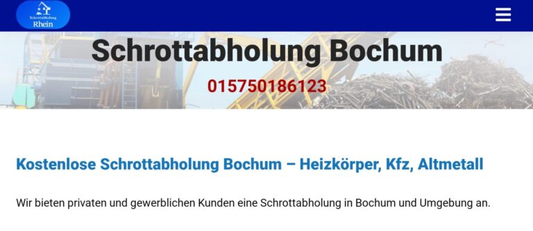 ohne Kosten und unkomplizierte Schrottabholung in Bochum